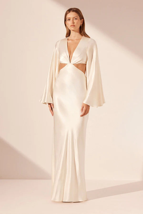Shona Joy La Lune Flared Sleeve Open Back Maxi Dress