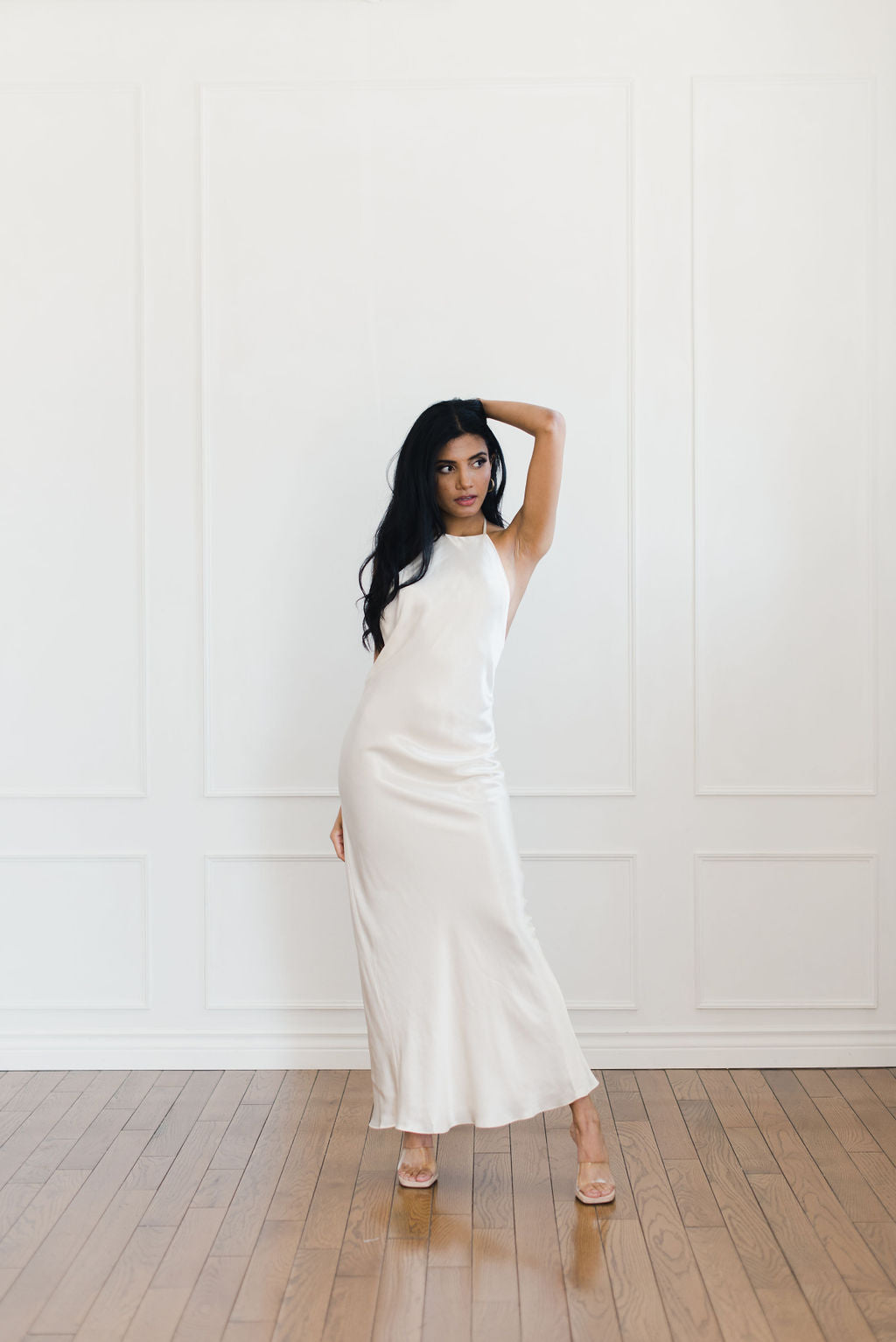Shona Joy La Lune La Lune Low Back Halter Neck Midi Dress- Blush