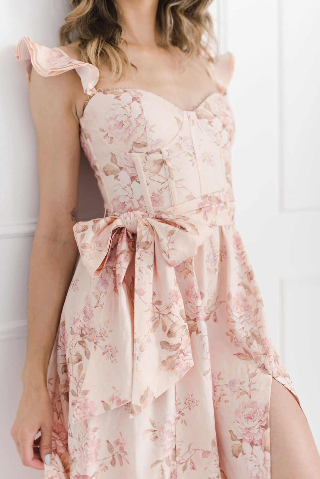 V. Chapman Vera Midi Dress - Peach Tapestry