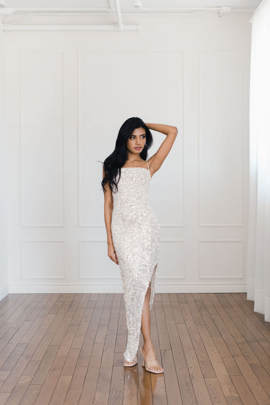 Sequin midi dress sales