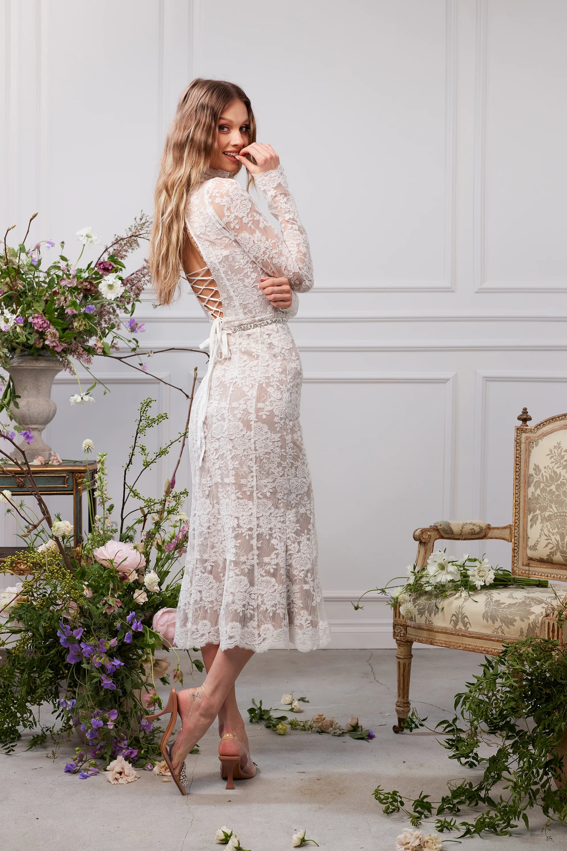 V Chapman Greta Midi Dress- Chantilly Lace