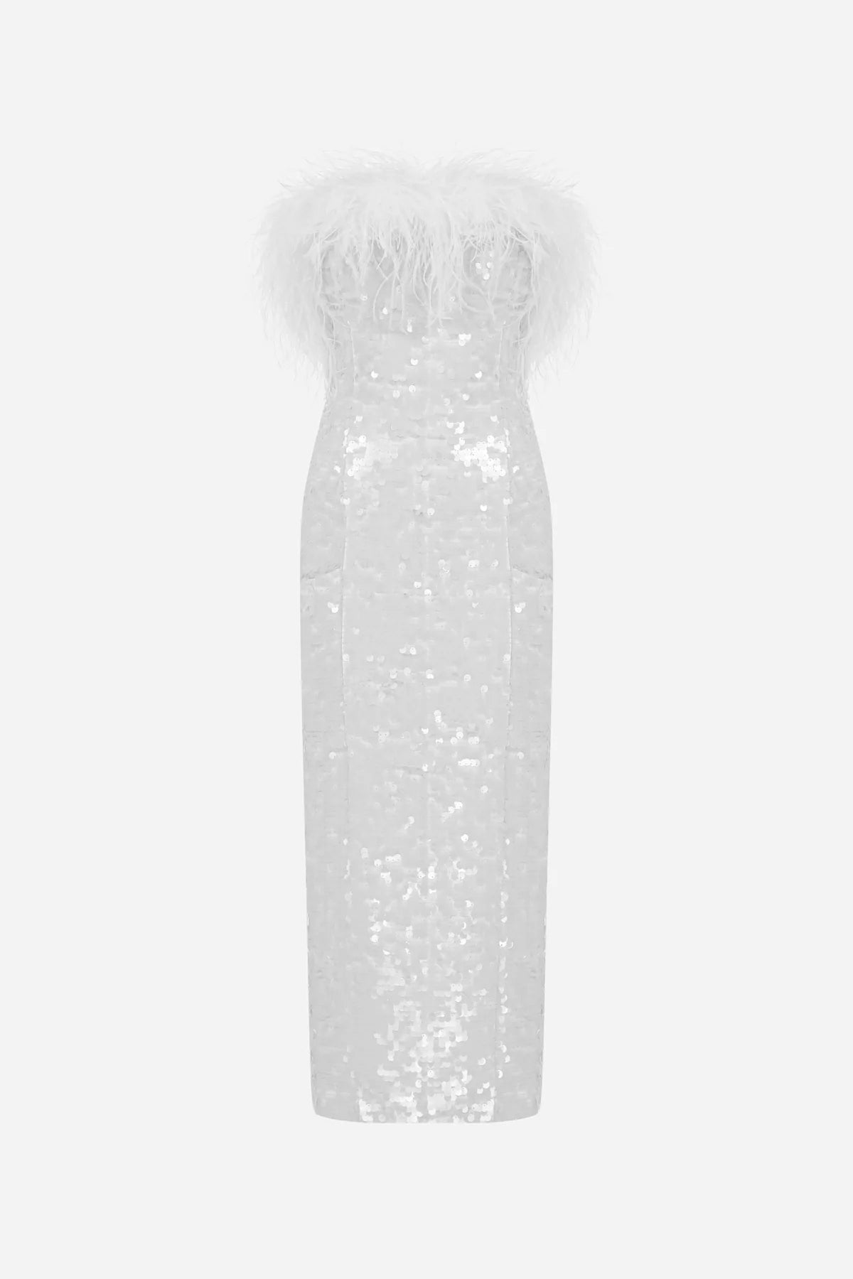 ILA Drew Strapless Sequin Midi Dress- White